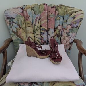 Women's Burgundy Wedge Sandals